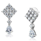 Alamode Rhodium Brass Earrings with AAA Grade CZ in Clear - Alamode - Flyclothing LLC