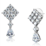 Alamode Rhodium Brass Earrings with AAA Grade CZ in Clear - Alamode - Flyclothing LLC