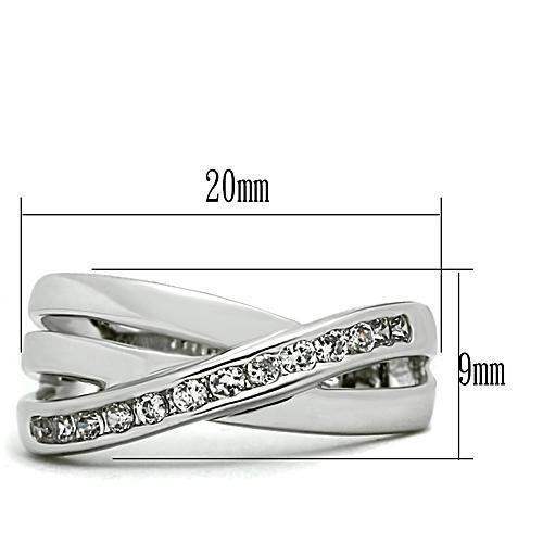 Alamode Rhodium Brass Ring with AAA Grade CZ in Clear - Alamode - Flyclothing LLC
