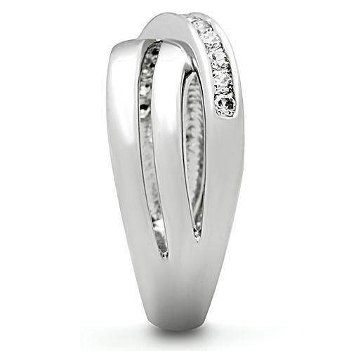 Alamode Rhodium Brass Ring with AAA Grade CZ in Clear - Alamode - Flyclothing LLC