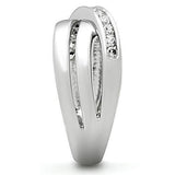 Alamode Rhodium Brass Ring with AAA Grade CZ in Clear - Alamode