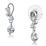 Alamode Rhodium Brass Earrings with AAA Grade CZ in Clear - Alamode - Flyclothing LLC