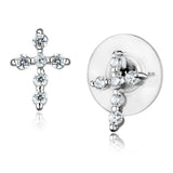 Alamode Rhodium Brass Earrings with AAA Grade CZ in Clear - Alamode - Flyclothing LLC