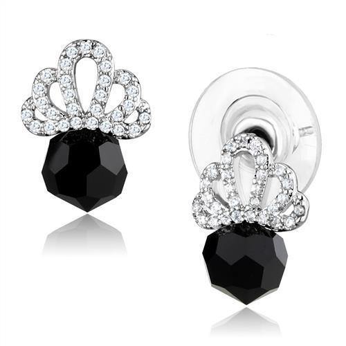 Alamode Rhodium Brass Earrings with AAA Grade CZ in Clear - Alamode