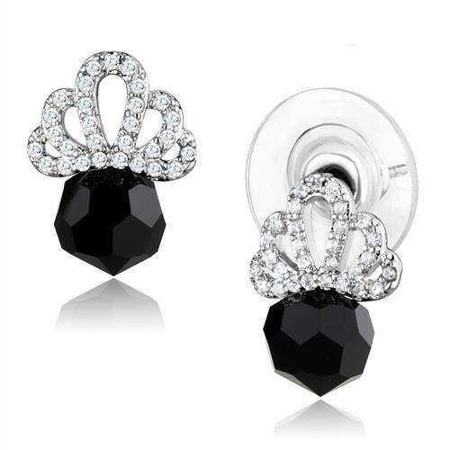 Alamode Rhodium Brass Earrings with AAA Grade CZ in Clear - Alamode - Flyclothing LLC
