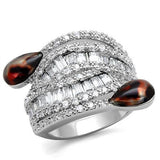 Alamode Rhodium Brass Ring with AAA Grade CZ in Clear - Alamode