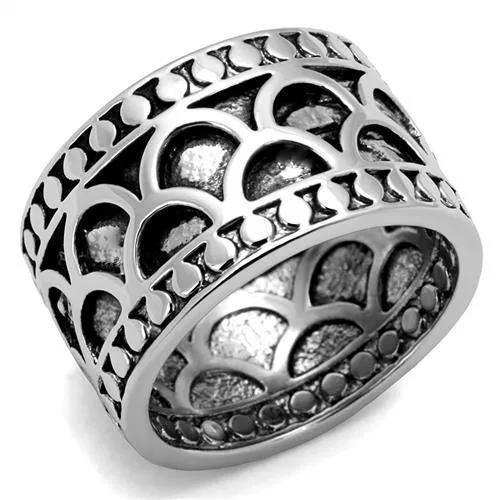 Alamode Rhodium Brass Ring with Epoxy in Jet - Alamode - Flyclothing LLC