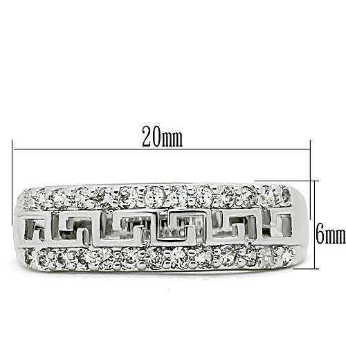 Alamode Rhodium Brass Ring with AAA Grade CZ in Clear - Alamode - Flyclothing LLC
