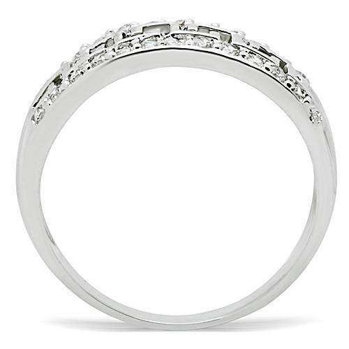 Alamode Rhodium Brass Ring with AAA Grade CZ in Clear - Alamode - Flyclothing LLC