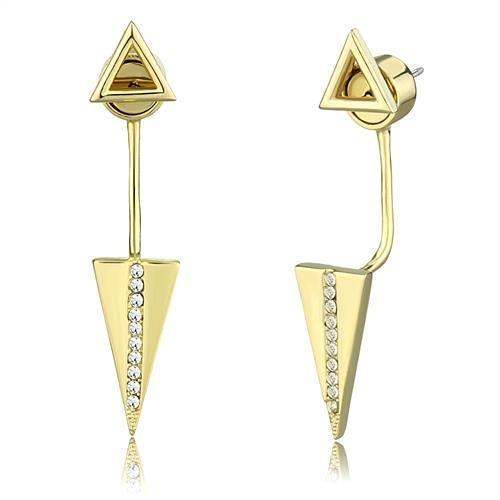 Alamode Gold Brass Earrings with Top Grade Crystal in Clear - Alamode - Flyclothing LLC