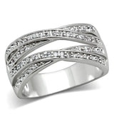 Alamode Rhodium Brass Ring with AAA Grade CZ in Clear - Alamode - Flyclothing LLC
