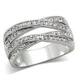 Alamode Rhodium Brass Ring with AAA Grade CZ in Clear - Alamode - Flyclothing LLC