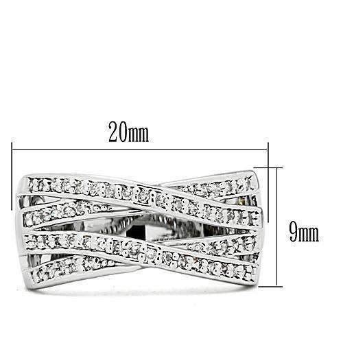 Alamode Rhodium Brass Ring with AAA Grade CZ in Clear - Alamode - Flyclothing LLC