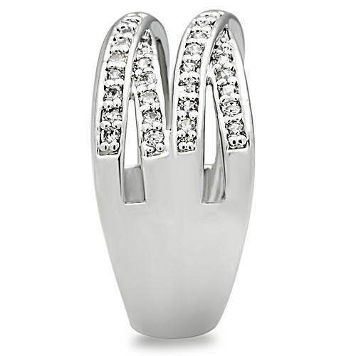 Alamode Rhodium Brass Ring with AAA Grade CZ in Clear - Alamode - Flyclothing LLC