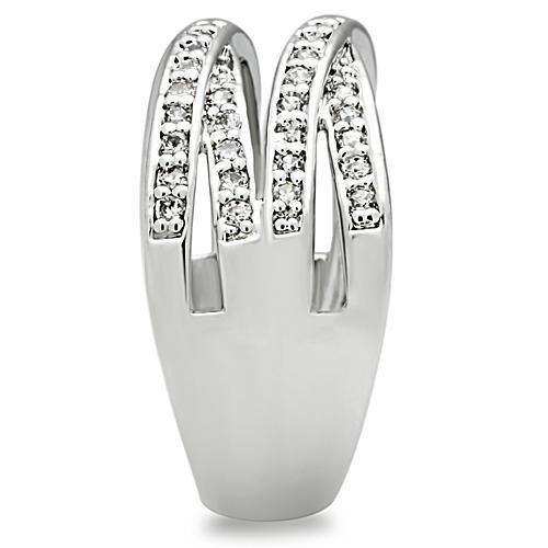 Alamode Rhodium Brass Ring with AAA Grade CZ in Clear - Alamode - Flyclothing LLC