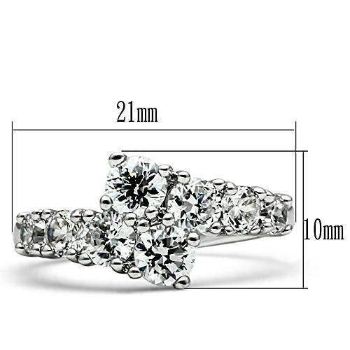 Alamode Rhodium Brass Ring with AAA Grade CZ in Clear - Alamode - Flyclothing LLC