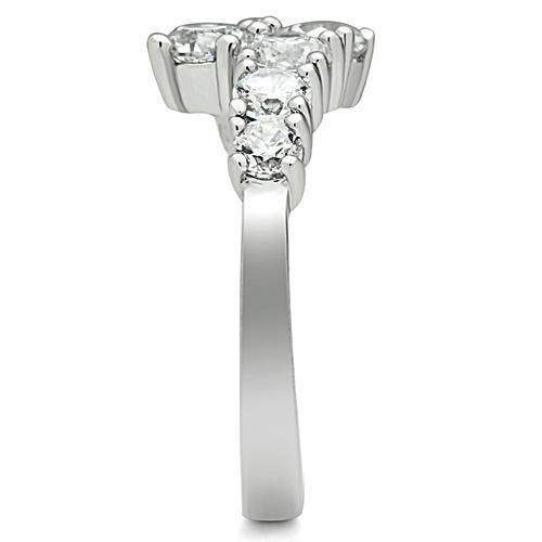 Alamode Rhodium Brass Ring with AAA Grade CZ in Clear - Alamode - Flyclothing LLC