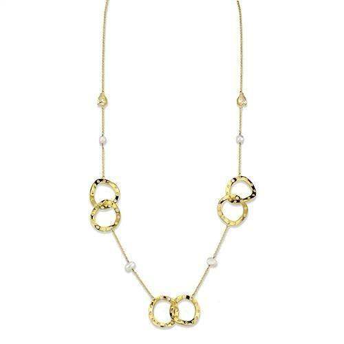 Alamode Gold Brass Necklace with AAA Grade CZ in Citrine Yellow - Alamode - Flyclothing LLC