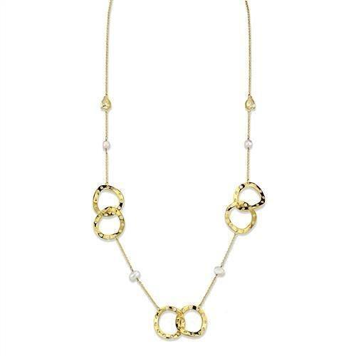 Alamode Gold Brass Necklace with AAA Grade CZ in Citrine Yellow - Alamode