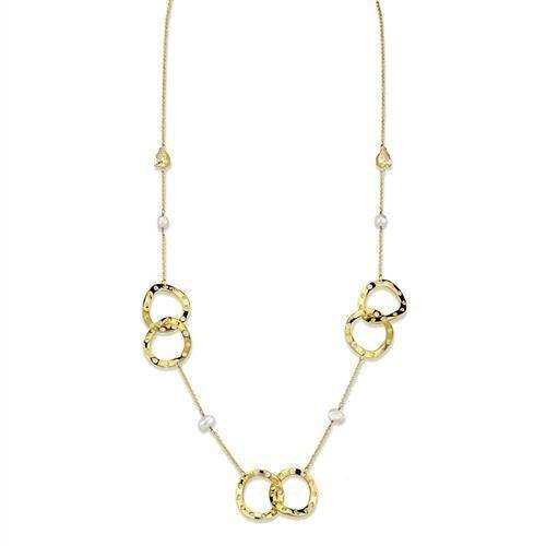 Alamode Gold Brass Necklace with AAA Grade CZ in Citrine Yellow - Alamode - Flyclothing LLC