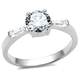 Alamode Rhodium Brass Ring with AAA Grade CZ in Clear - Alamode - Flyclothing LLC