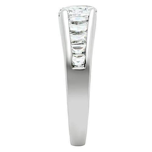 Alamode Rhodium Brass Ring with AAA Grade CZ in Clear - Alamode - Flyclothing LLC