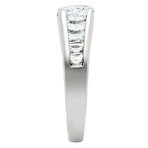 Alamode Rhodium Brass Ring with AAA Grade CZ in Clear - Alamode - Flyclothing LLC