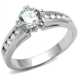Alamode Rhodium Brass Ring with AAA Grade CZ in Clear - Alamode - Flyclothing LLC