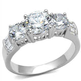 Alamode Rhodium Brass Ring with AAA Grade CZ in Clear - Alamode