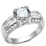 Alamode Rhodium Brass Ring with AAA Grade CZ in Clear - Alamode - Flyclothing LLC