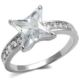 Alamode Rhodium Brass Ring with AAA Grade CZ in Clear - Alamode - Flyclothing LLC
