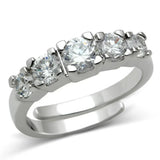 Alamode Rhodium Brass Ring with AAA Grade CZ in Clear - Alamode - Flyclothing LLC