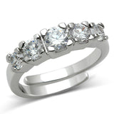 Alamode Rhodium Brass Ring with AAA Grade CZ in Clear - Alamode
