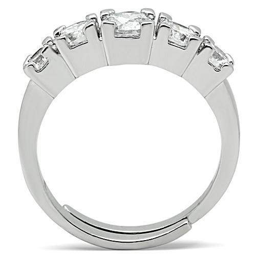 Alamode Rhodium Brass Ring with AAA Grade CZ in Clear - Alamode - Flyclothing LLC