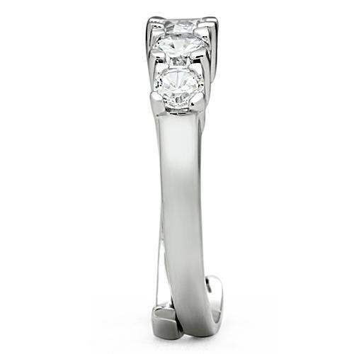 Alamode Rhodium Brass Ring with AAA Grade CZ in Clear - Alamode - Flyclothing LLC