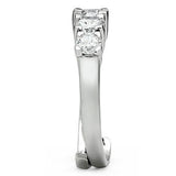 Alamode Rhodium Brass Ring with AAA Grade CZ in Clear - Alamode