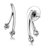 Alamode Rhodium Brass Earrings with AAA Grade CZ in Clear - Alamode - Flyclothing LLC