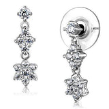 Alamode Rhodium Brass Earrings with AAA Grade CZ in Clear - Alamode - Flyclothing LLC