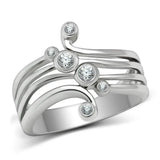 Alamode Rhodium Brass Ring with AAA Grade CZ in Clear - Alamode - Flyclothing LLC