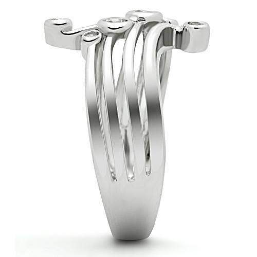Alamode Rhodium Brass Ring with AAA Grade CZ in Clear - Alamode - Flyclothing LLC