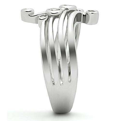 Alamode Rhodium Brass Ring with AAA Grade CZ in Clear - Alamode - Flyclothing LLC