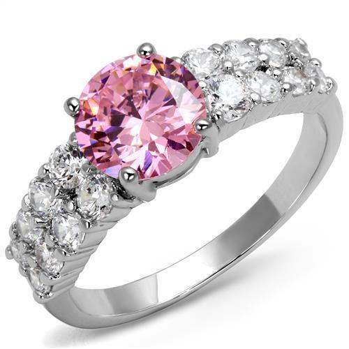 Alamode Rhodium Brass Ring with AAA Grade CZ in Rose - Alamode - Flyclothing LLC