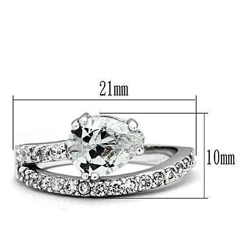 Alamode Rhodium Brass Ring with AAA Grade CZ in Clear - Alamode - Flyclothing LLC