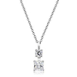Alamode Rhodium 925 Sterling Silver Chain Pendant with AAA Grade CZ in Clear - Alamode - Flyclothing LLC