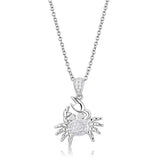 Alamode Rhodium 925 Sterling Silver Chain Pendant with AAA Grade CZ in Clear - Alamode - Flyclothing LLC