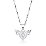 Alamode Rhodium 925 Sterling Silver Chain Pendant with AAA Grade CZ in Clear - Alamode - Flyclothing LLC