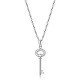 Alamode Rhodium 925 Sterling Silver Chain Pendant with AAA Grade CZ in Clear - Alamode - Flyclothing LLC