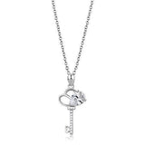 Alamode Rhodium 925 Sterling Silver Chain Pendant with AAA Grade CZ in Clear - Alamode