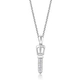 Alamode Rhodium 925 Sterling Silver Chain Pendant with AAA Grade CZ in Clear - Alamode - Flyclothing LLC