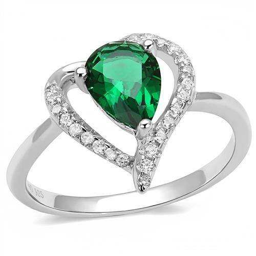 Alamode Rhodium 925 Sterling Silver Ring with Synthetic Synthetic Glass in Blue Zircon - Alamode - Flyclothing LLC